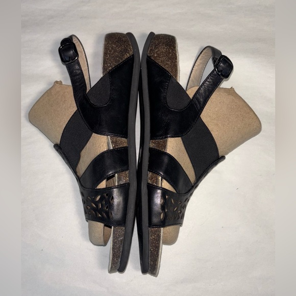 Abeo Women's Size 8.5 Black Open Toe Sandles With Laser Cut Design Elastic Strap - Picture 3 of 6